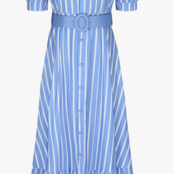 Temu | Striped Bltd Shirt Maxi Dress | Light Blue/White | Size XL/12 | Worn Once - Picture 4 of 8